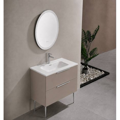 Meuble salle de bain KANO 120 cm sur pieds avec vasque céramique coloris Taupe prémonté (1/5)