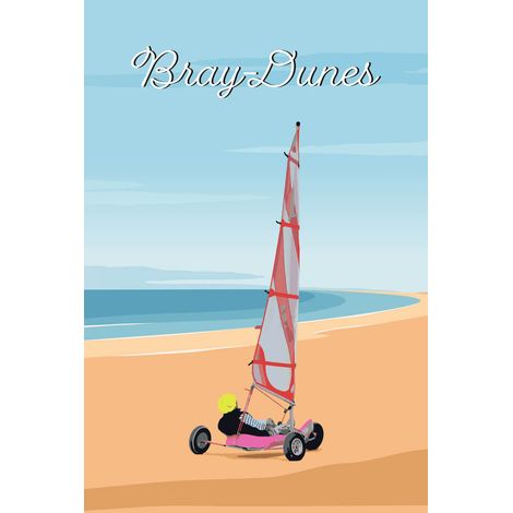 Tableau sur toile illustration Bray-Dunes 30x45 cm - Impression sur Toile Murale Décorative - Image imprimée en HD sur Toile - Toile sur Châssis en Bois FSC - Fabriqué en France (1/5)