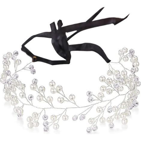 Diadema nupcial de plata con cristales y perlas, tocado trenzado, accesorios para el cabello de novia para mujeres y niñas.