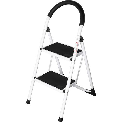 Scala Scaletta Pieghevole 2 Gradini Antiscivolo Sgabello Scaletto Acciaio 150kg