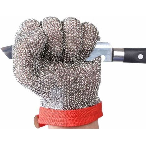 1 paire gants sécurité coupe maille acier inox Taille L - HAWUJ - GL08, tranchage (1/4)