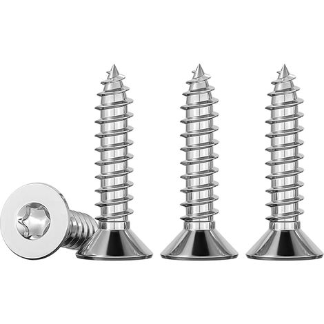 50 Pièces Vis à Bois Torx En Acier Inoxydable M4 x 20 à Tête FraiséE Entièrement Fileté autotaraudeuses Vise Clous, Et Fixations, TX20 (1/5)