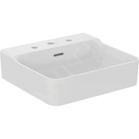 Ideal Standard Conca Ceram - Lavabo 500x450 mm, avec trop-plein, 3 trous pour robinet, blanc T378301 (1/5)