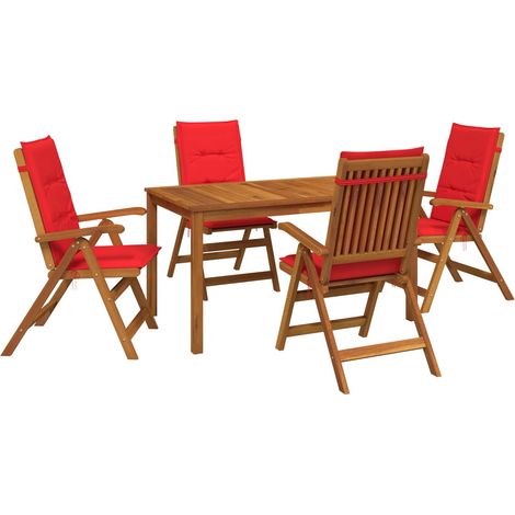 5-Piece Garden Dining Set 4-Posti Rosso vidaXL (1/5)