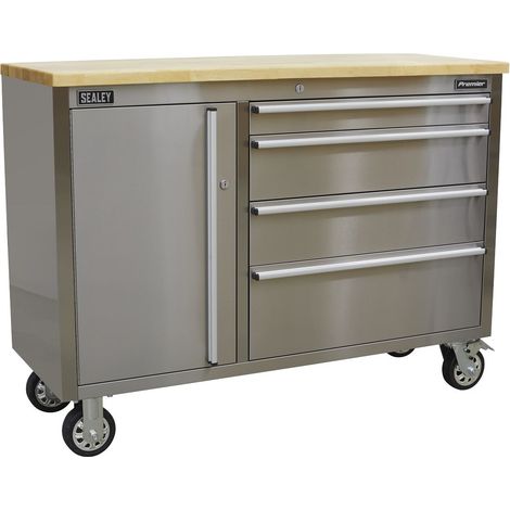 Sealey Mobile Stainless Steel Tool Cabinet 4 Drawer AP4804SS (1/5)