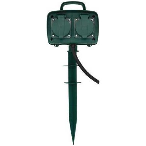 V-TAC VT-1114-3 Presa elettrica da giardino con picchetto 4 prese 16A con cavo 3M corpo verde IP44 - SKU 8810 (1/5)