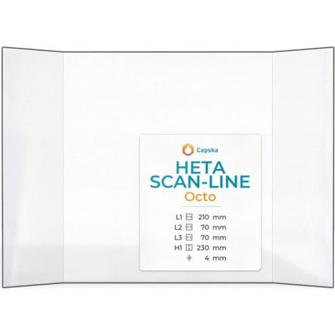 Vitre Heta Scan-Line OCTO - Verre Prismatique pour poêle à bois - (70 + 210 + 70) x 230 mm (L2+L1+L3 x H1) - 4 mm