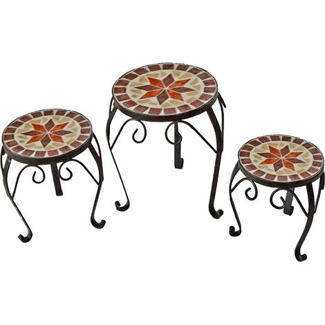 Sgabello per fiori Tavolino per fiori Tavolino da giardino, design a mosaico varie dimensioni, set da 3