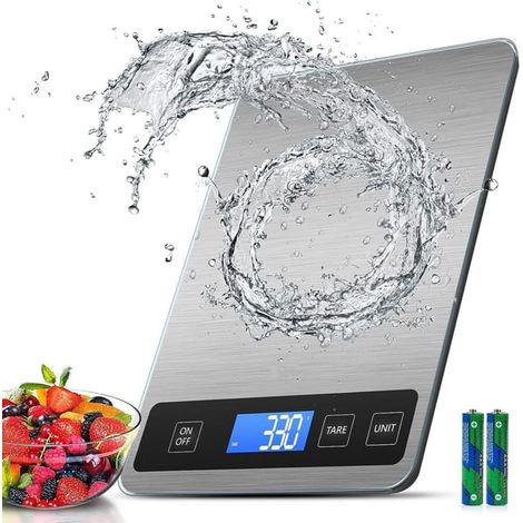 Balance de cuisine électronique en acier inoxydable jusqu’à 15 kg, précision de 1 g, écran LCD, idéale pour peser aliments, ingrédients, portions et préparations culinaires (1/4)