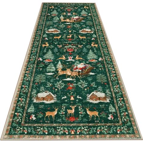 Tapis De Noël Carpette saisonnière antidérapante Hiver, bonhommes Neige, Tapis de couloir fêtes de fin d'année pour Chambre, Salon, Salle à Manger, Cuisine, Salle de Bain et (1/5)