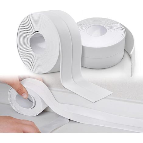 2 rouleaux de ruban d'étanchéité auto-adhésif, ruban d'étanchéité étanche, utilisé pour la cuisine, la baignoire, l'ouverture murale, 3,8 cm x 3,2 m (blanc)