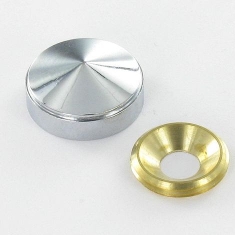 Rosace conique ou cache vis (1 rosace et 1 cuvette de vis) Laiton chrome Diamètre 12 Pour Vis M4-1 pièce (1/4)