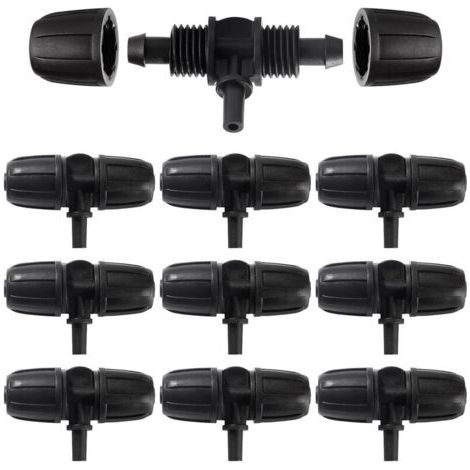 10 Pièces 8/12 mm à 6mm Raccords D'irrigation Goutte à Goutte, 3-Voies Raccord de Tuyau D'Irrigation, Connecteur de Tuyau en T Barbelé, pour Jardin, Pelouse (1/5)