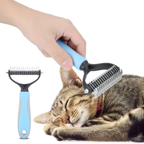 Entwirrungskamm für Hunde und Katzen, Pflegewerkzeug zur Haarentfernung, Blau (1/5)