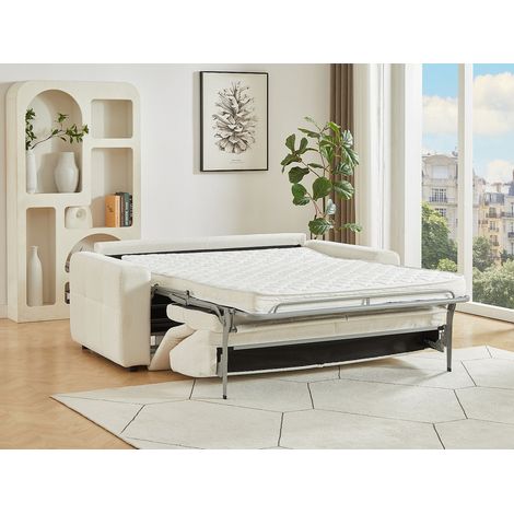 Canapé 3 places convertible express en tissu chenille beige - Couchage 140 cm ISISTIA (1/4)