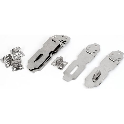 Schranktür Türschloss Vorhängeschloss Metall Hasp Staple Silver Tone 5pcs (1/2)