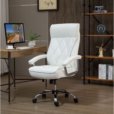 Bürostuhl 66x69x121 cm Weiß Metall mit Kunstleder, höhenverstellbar und Wippfunktion (1/5)