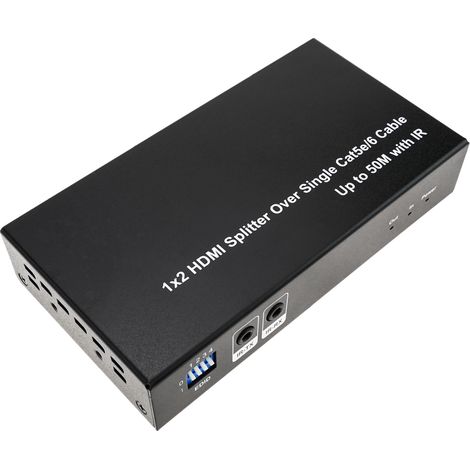 BeMatik - Multiplicateur et Répartiteur HDMI de 2 ports Extension sur un câble Ethernet Cat.5e 50 m avec IR (1/5)