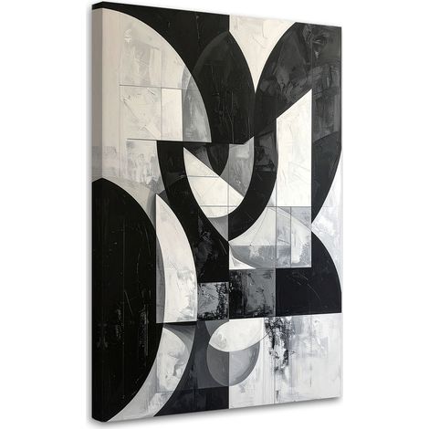 Quadro su tela, Composizione astratta forme nero bianco, 20x30 (1/5)