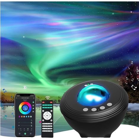 Projecteur Ciel Etoile Galaxie Aurore Boréale Veilleuse Musicale et Lumineuse Planetarium Lampe Plafond pour Adulte Enfant avec somnifères bruit blanc, Compatible avec Alexa – Noir (1/5)