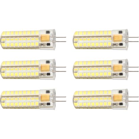 6er-Pack G4-LED-Lampen, 700 lm, 7 W, 72 LEDs, 360°-Beleuchtung, Silikonfassung, für Decken- oder Wandleuchten, 12 V AC/DC, weißes Licht (1/5)
