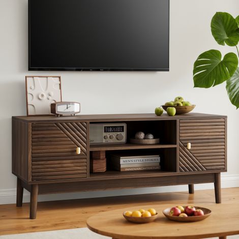 Meuble TV – Console TV de style moderne du milieu du siècle (compatible avec les téléviseurs de 32 à 45 pouces) – Meuble multimédia avec rangements – Étagère multimédia pour salon et chambre – Finitio (1/5)