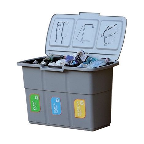 PATTUMIERA PER RACCOLTA DIFFERENZIATA 3 SCOMPARTI SEPARATI cm 75x37x h. 50 FF (1/3)