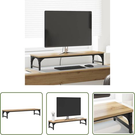 vidaXL Support écran minimaliste - Support de moniteur Chêne artisanal 85 x 23 x 15,5 cm (1/5)
