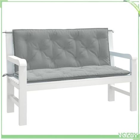 4002597 Coussins de banc de jardin lot de 2 gris clair mélangé tissu (1/5)