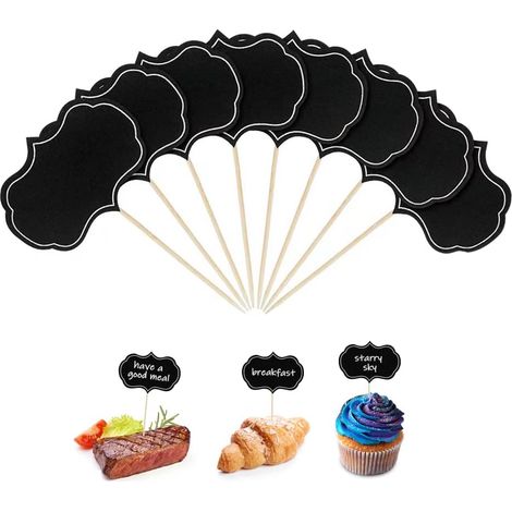 Set mit 2 Packungen à 48 Käsemarkern für Wurstplatten, Blanko-Fähnchen, Käseetiketten, Buffet-Etiketten, Namensschilder für Cupcakes (1/5)