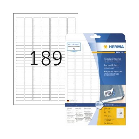 Herma Movables Etik. w. 25,4x10 25 Bl. DIN A4 4725 Stück 10001 (1/5)