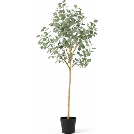 Eucalyptus Artificiel Plante Verte Décorative Réaliste pour Intérieur Vert Gris 180 cm - PANGIVO (1/5)