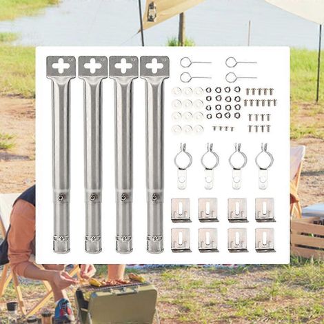 Lot de 4 brûleurs tubulaires réglables en acier inoxydable pour barbecue, utilisables en extérieur et en intérieur. (1/4)