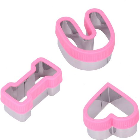 Lot de 3 moules à biscuits en acier inoxydable rose, pour la Saint-Valentin. Moules à gâteaux, emporte-pièces pour biscuits et sandwichs aux légumes. (1/5)