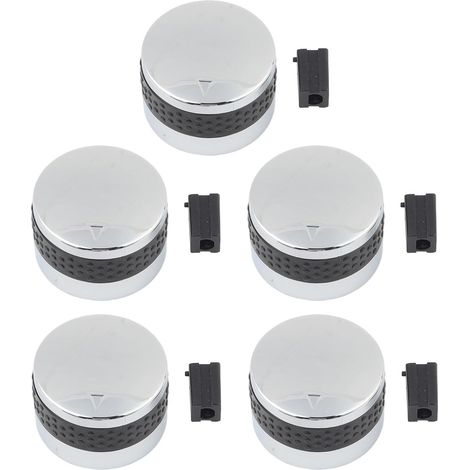 Lot de 5 boutons de commande de rechange pour barbecue avec tige de valve en forme de D - 3/5/6 pièces en plastique chromé avec adaptateurs
