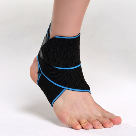 Lot de 2 attelles de cheville bleues, respirantes, confortables, très élastiques, avec sangle réglable, protection et stabilisation de la cheville (1/5)