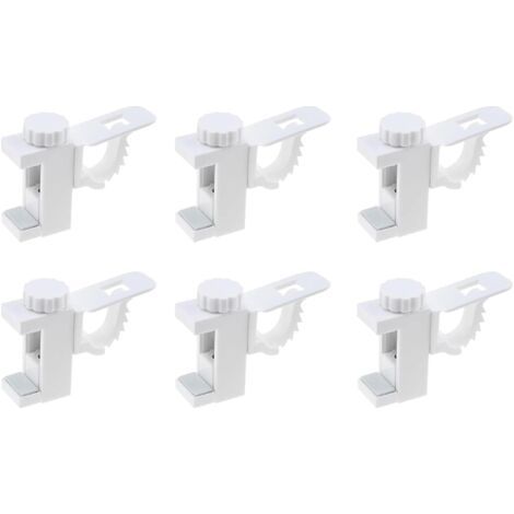 6 Pièces Support Tringle Rideaux sans Percage, Barre Transversale Réglableen Plastique, Support de Stockage de Serviette et Crochet pour Organisateur