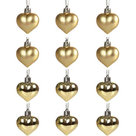 Boules de Noël bleues en forme de cœur pour sapin - Lot de 12 pièces : Idéales pour Noël, la Saint-Valentin et les anniversaires de mariage