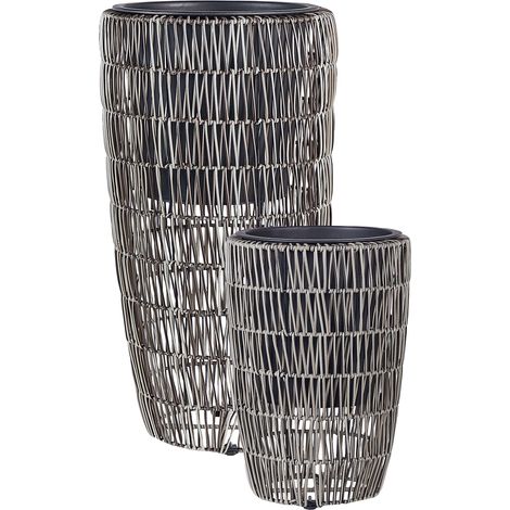 Set mit 2 Blumentöpfen CHELONE Polyrattan 26/34 cm Braun (1/5)