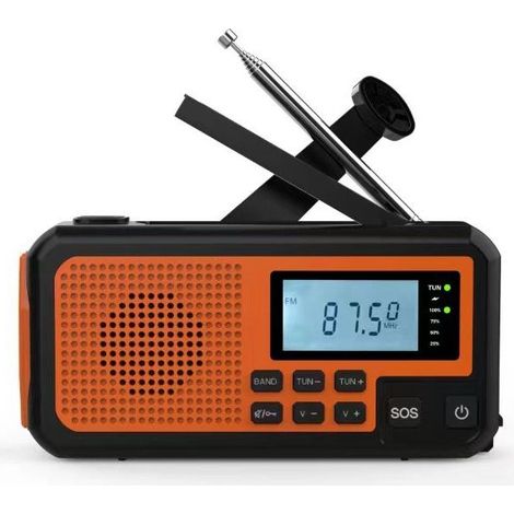 Radio de Secours Portable FM - Lampe Torche + Bouton SOS + Écran LCD, Résistante et Idéale pour Urgences Outdoor (1/2)