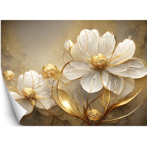 Fototapete Gold Blumen Abstrakt Glamour 400x280 cm (1/5)