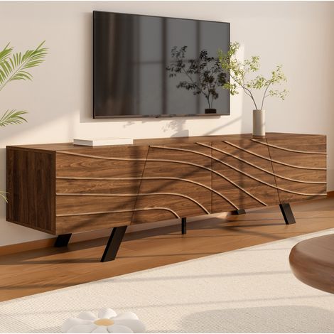 mobile contenitore 160 cm noce MDF frontale ondulata OKMYHOME (1/5)