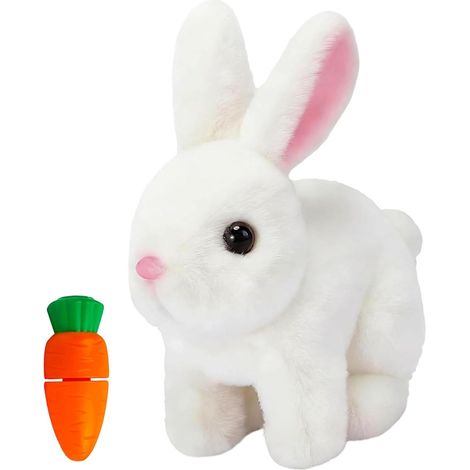 Jouet Interactif Lapin de Paques, Jouet de Lapin électrique Peluche Lapin de Paques Jouet Lapin Interactif avec Carotte, Lapin Doudou Petit Peut Marcher et Parler, Cadeaux de Pâques Enfants (1/5)