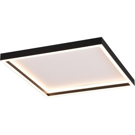 Plafonnier LED carré 35 cm noir 20W RL Rotonda métal (1/5)