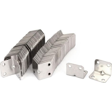 Équerre de fixation pour meubles argentée 20 x 20 x 30 mm, 100 pièces (avec vis) (1/4)