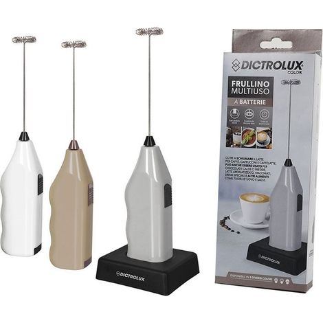 TRADE SHOP - Frullino Multiuso A Batterie Schiumino Monta Latte Cappuccino Caffe' 3 Colori Con Base -