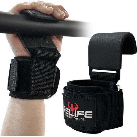 Straps de Musculation pour Traction Assistée Bandes Poignet Hooks de Levage (Paire) pour Powerlifting Poignées d'Entraînement Crochets de Levage (1/5)