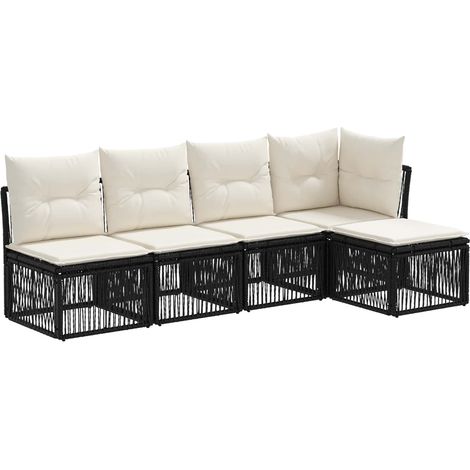 Gartensofa-set 5 pcs Schwarz Poly-Rattan vidaXL
