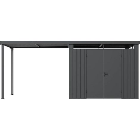 Abri de jardin métal en acier galvanisé 6,25 m² avec appentis - épaisseur 0,35 mm - Gris anthracite - MERANO (1/5)