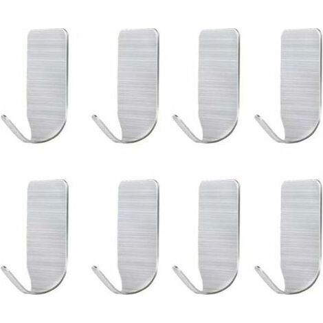 Crochets muraux autocollants, 8 crochets porte-serviettes autocollants sans perçage, crochets en acier inoxydable, pour une utilisation dans la cuisine, la salle de bain, la chambre, le dressing, le p (1/5)